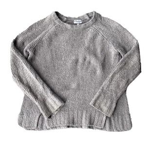 B.Boutique by evergreen Women Grey Purple Fuzzy Pullover Sweater Sz S READ